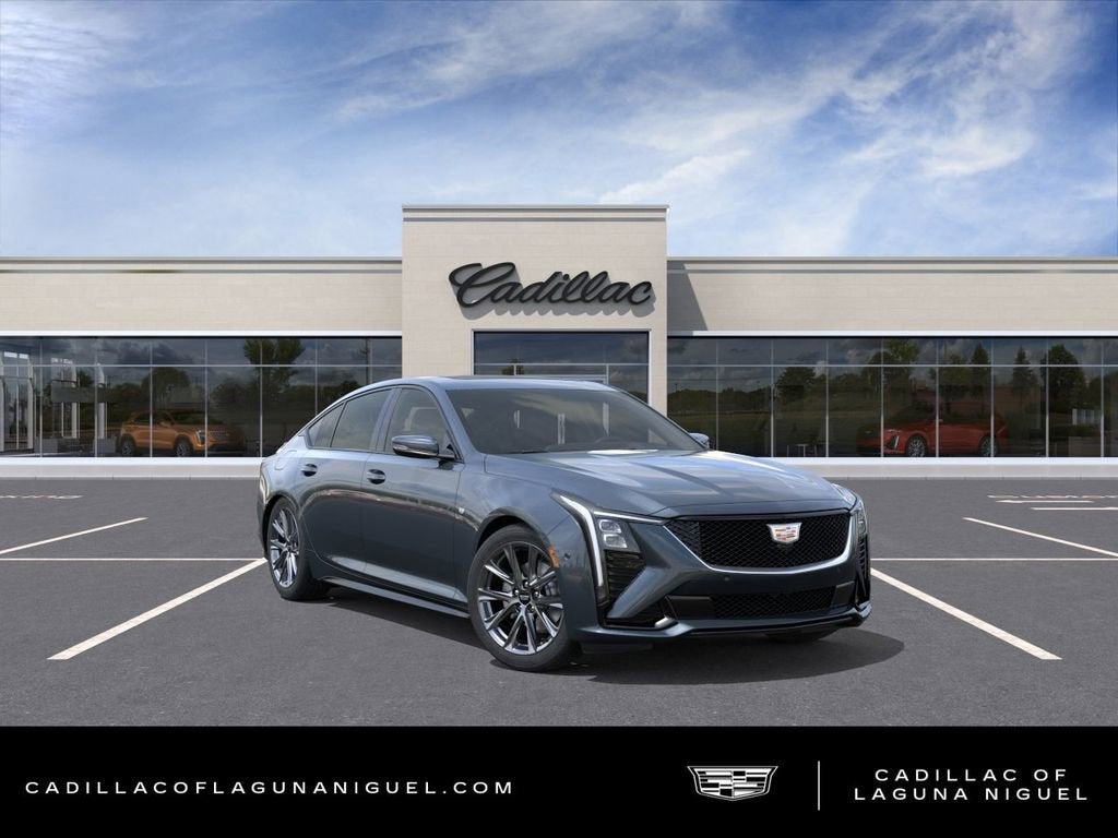 2026 Cadillac CT5 Sport in Deep Space Metallic — front three-quarter view