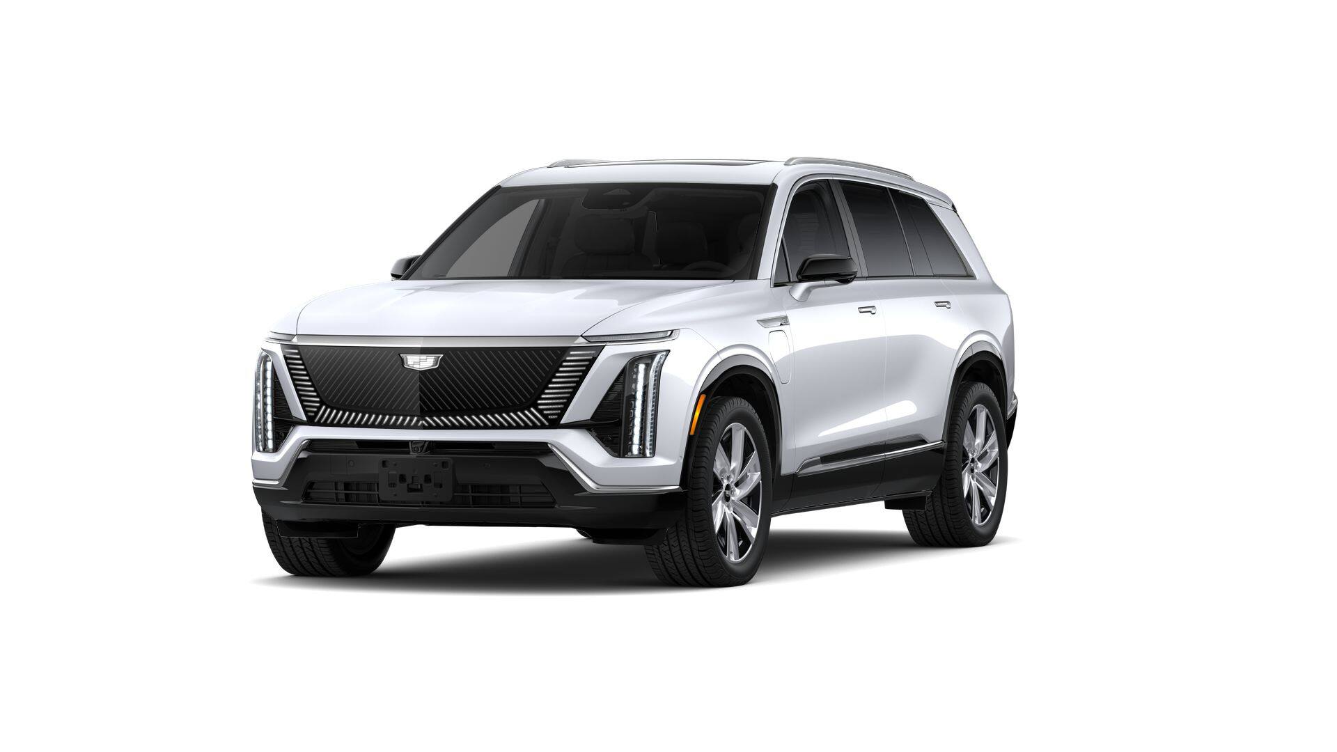 2027 Cadillac VISTIQ Luxury in Vibrant White Tricoat — front three-quarter view