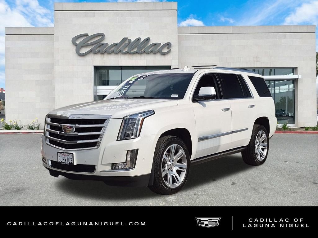 2018 Cadillac Escalade Premium Luxury in Crystal White Tricoat — front three-quarter view