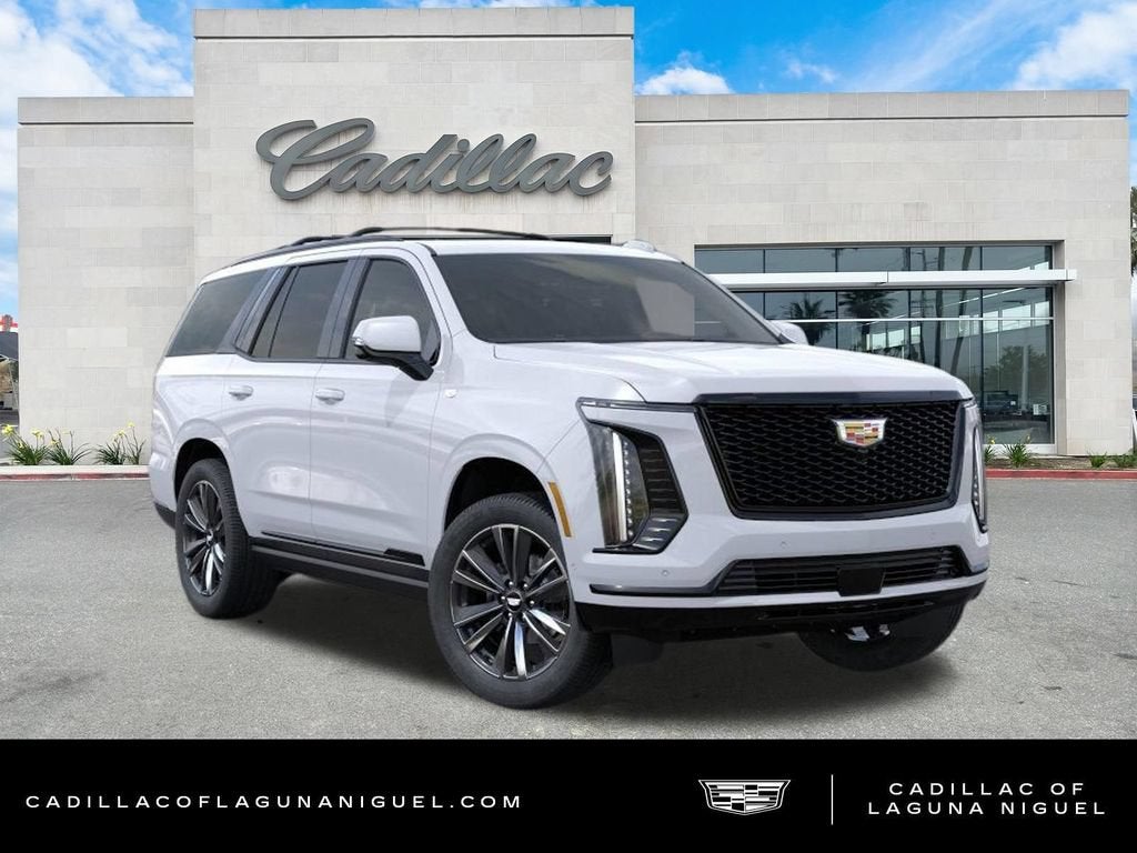 2026 Cadillac Escalade Sport in Vibrant White Tricoat — front three-quarter view