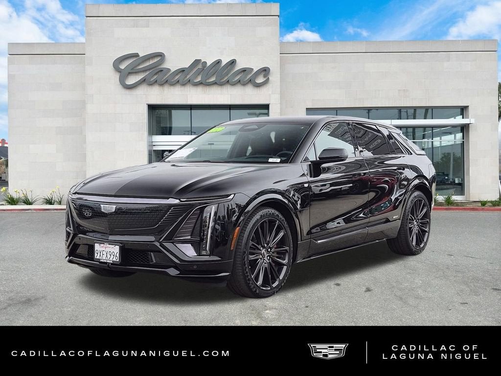 2026 Cadillac LYRIQ V-Series in Stellar Black Metallic — front three-quarter view